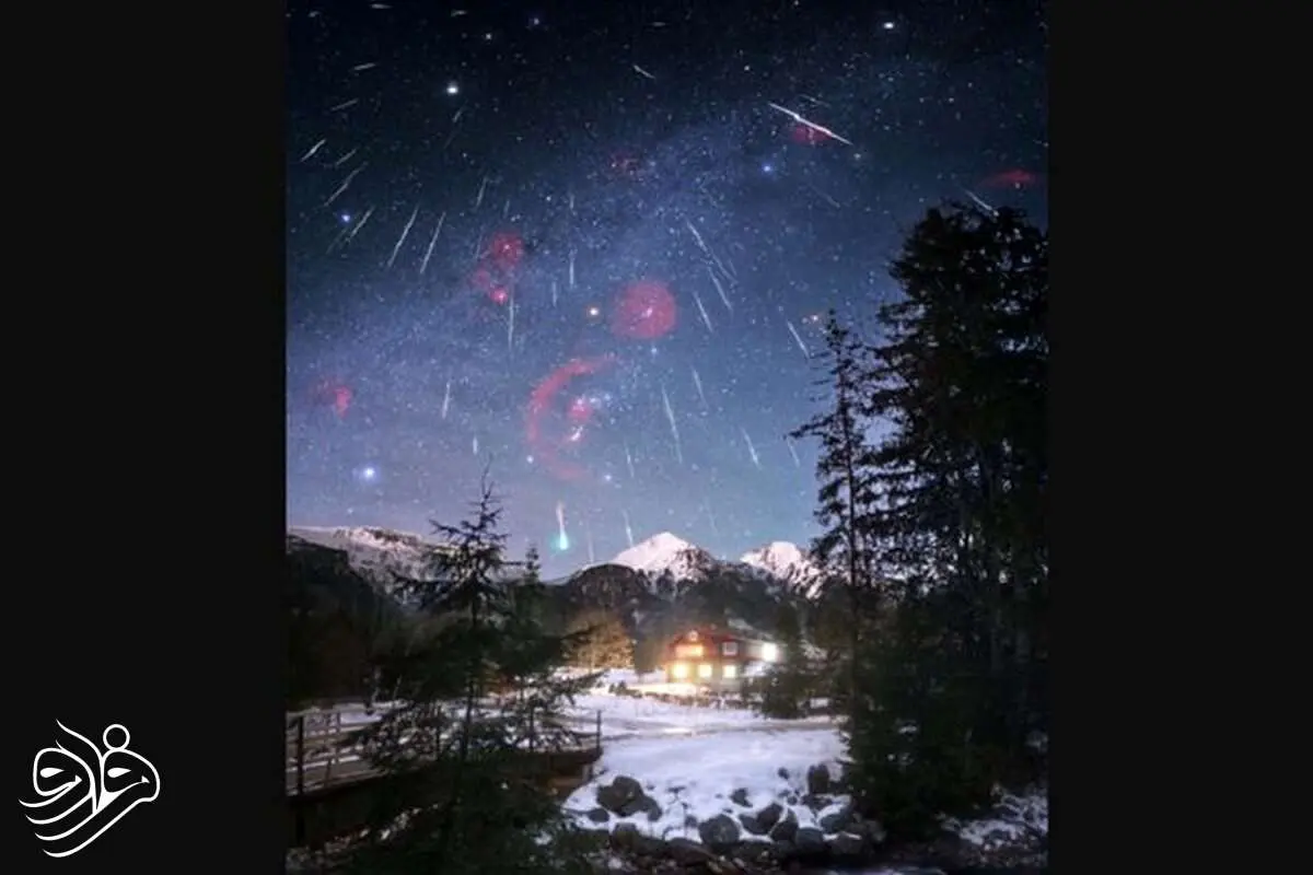 عکس روز ناسا؛ بارش شهابی جوزایی در دل کوه‌های برفی