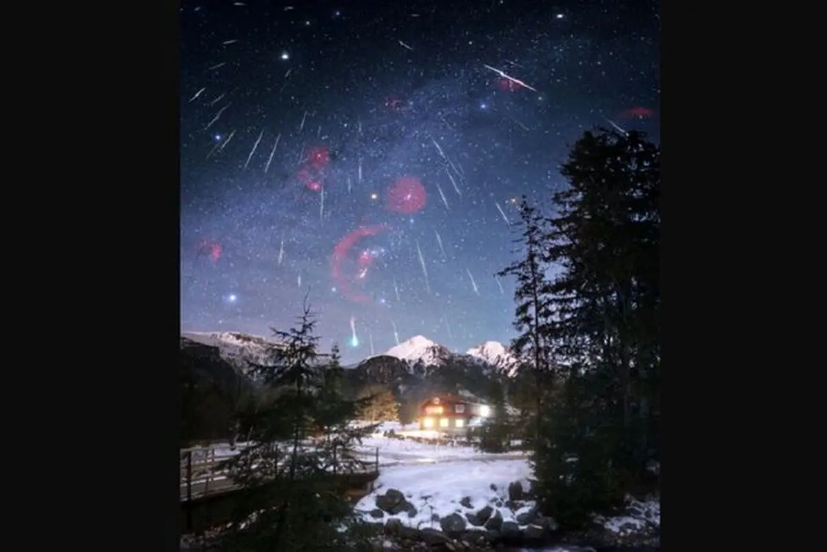 عکس روز ناسا؛ بارش شهابی جوزایی در دل کوه‌های برفی