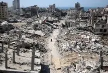 تصاویر پهپادی از محله با خاک یکسان شده در غزه