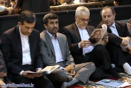 عکس> احمدی‌نژاد، مشائی و رحیمی در سوگ کردان