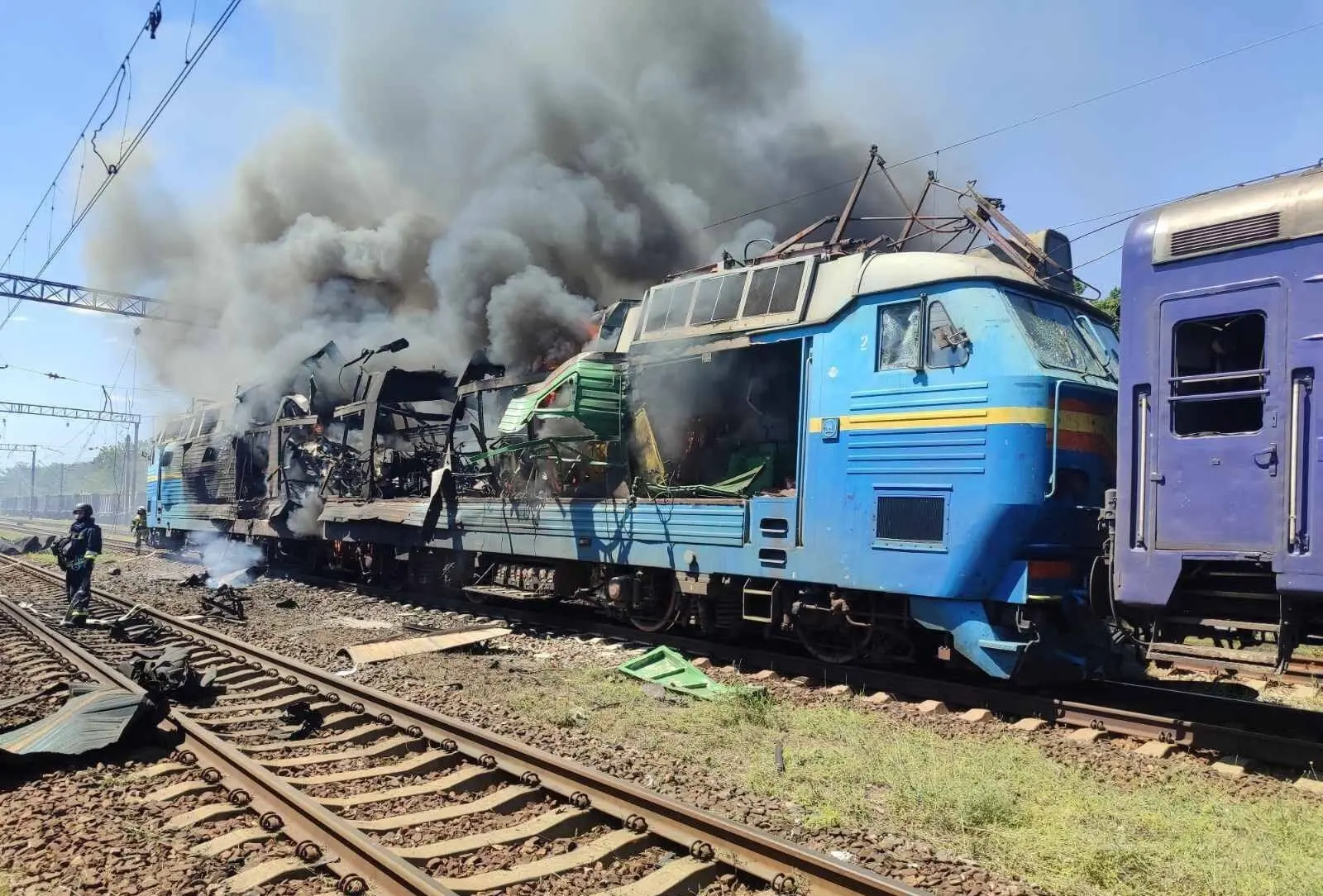 حمله پهپاد روسی به قطار اوکراین