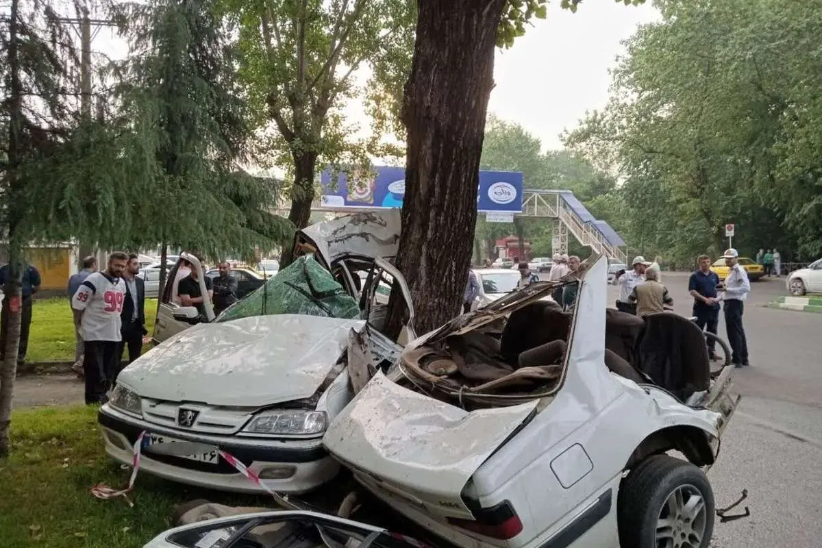 برخورد هولناک پژو با درخت؛ ۳ نفر جان باختند