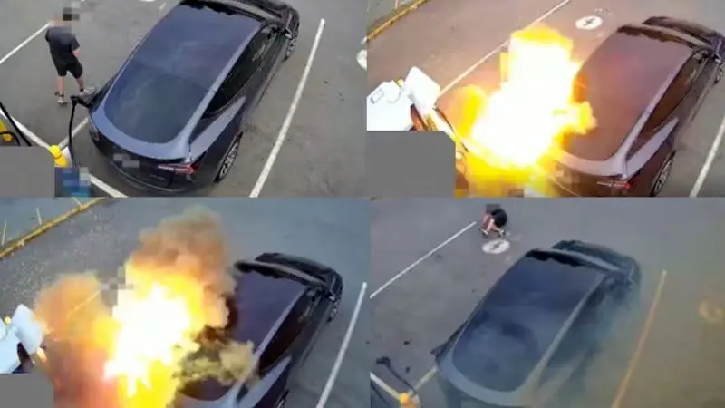 ببینید؛ انفجار یک خودروی تسلا در زمان شارژ باتری 