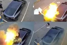 ببینید؛ انفجار یک خودروی تسلا در زمان شارژ باتری 