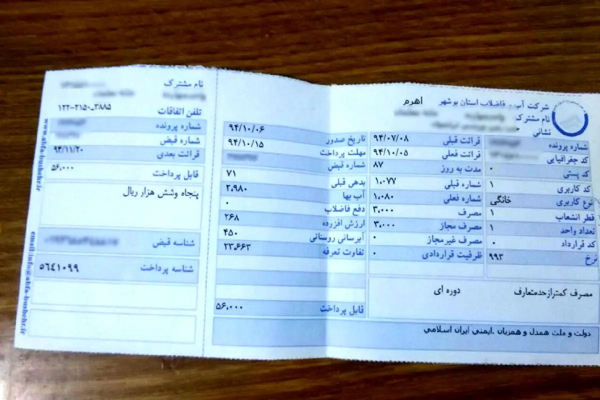 قبض آب برای هر خانوار چگونه محاسبه می‌شود؟