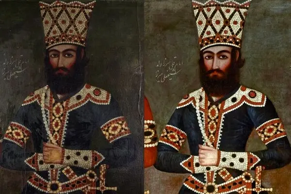 تصاویر؛ مرمت نقاشی تاریخی پسران فتحعلی شاه قاجار پس از دو قرن