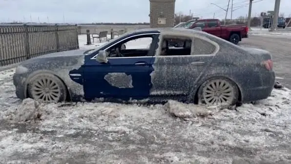 خودروی BMW سرقتی بر اثر سرمای شدید یخ زد