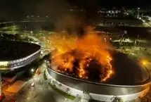 ببینید؛ ورزشگاه المپیک در آتش سوخت