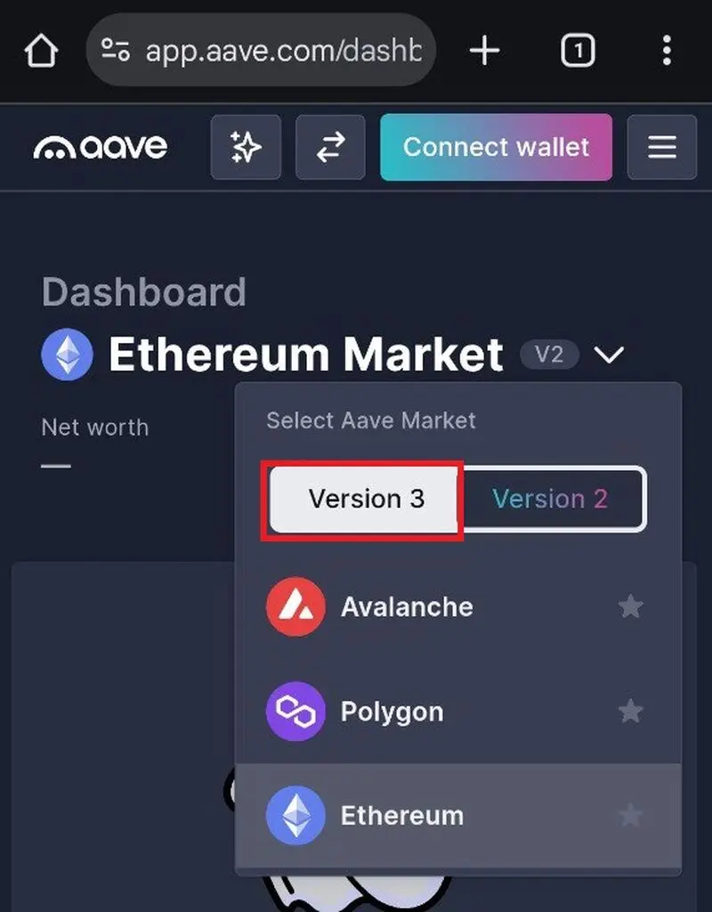 مرحله 2 دریافت وام از aave