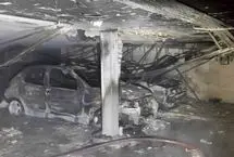 آتش سوزی یک ساختمان چهار طبقه در بزرگراه رسالت