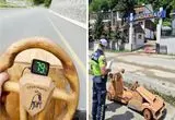 توقیف خودروی تمام‌ چوبی توسط پلیس