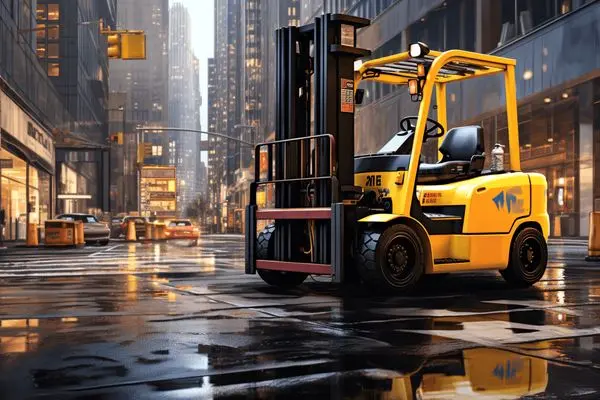 برخورد دردناک لیفتراک با پدر و دو کودک در حال عبور از خیابان