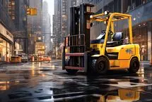 برخورد دردناک لیفتراک با پدر و دو کودک در حال عبور از خیابان