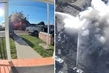 لحظه انفجار گاز در یک خانه در کالیفرنیا