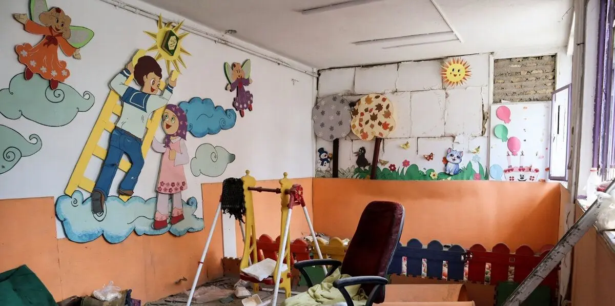 تصاویر آسیب حملات اخیر به یک مهدکودک در جنوب تهران