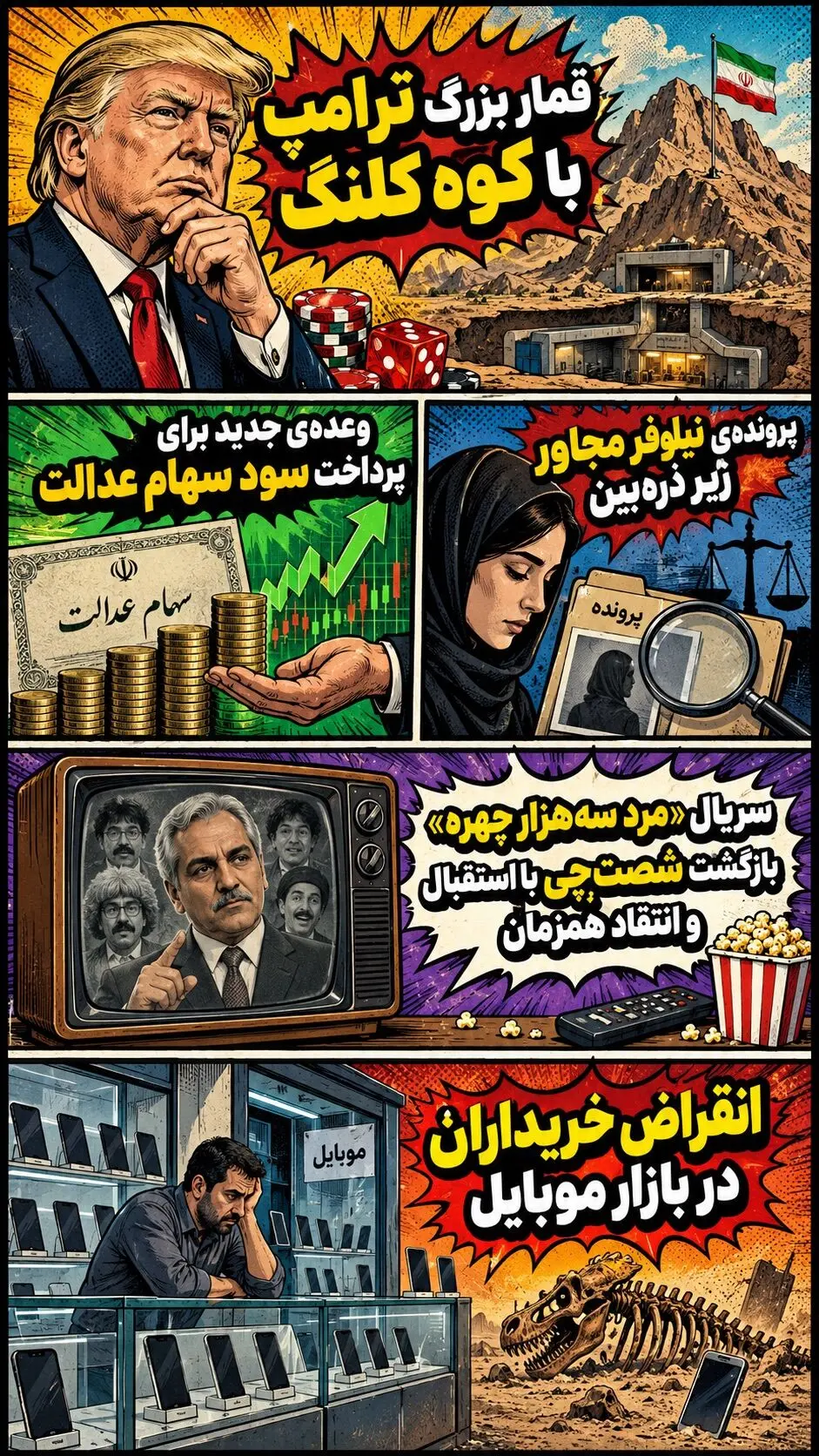 ماجرای امروز شنبه ۱۴ شهریور؛ از قمار ترامپ با کوه کلنگ تا بازگشت شصت‌چی پس از ۱۸ سال