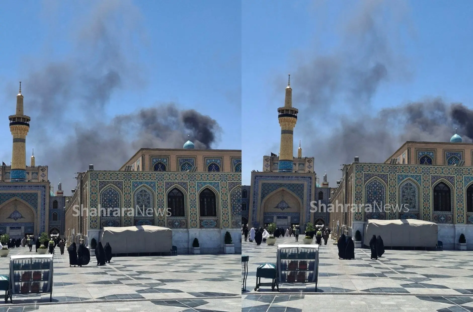 ویدیو؛ آتش سوزی در کارگاه ساختمانی در حرم امام رضا(ع)