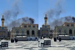 ویدیو؛ آتش سوزی در کارگاه ساختمانی در حرم امام رضا(ع)