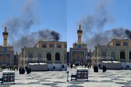 ویدیو؛ آتش سوزی در کارگاه ساختمانی در حرم امام رضا(ع)