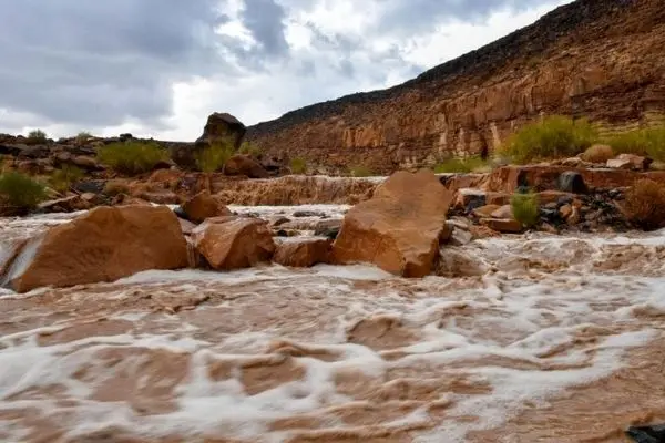 جاری شدن آبشار در کوه‌های احد