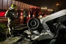 انحراف پژو ۲۰۶ در بزرگراه حکیم تهران/ ۲ جوان جان باختند
