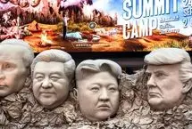 نمایش نسخه طنزآمیز «کوه راشمور» با چهره‌های ترامپ، پوتین، شی و کیم 