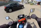 تصادف شدید موتورسوار با سطل زباله 
