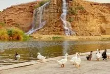 بارش شدید باران در شمال ریاض رودخانه دائمی آفرید