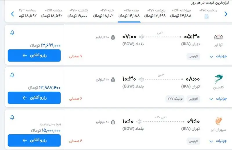 قیمت بلیط هواپیما