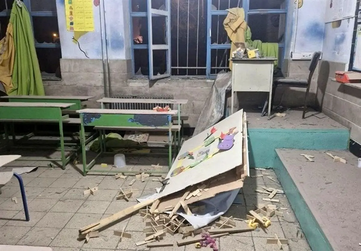 گزارشی از خسارت به مدرسه‌ای در کرمانشاه