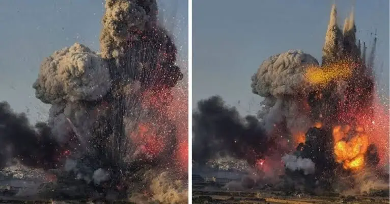 لحظه هولناک انفجار کارخانه مواد آتش‌بازی در مالت