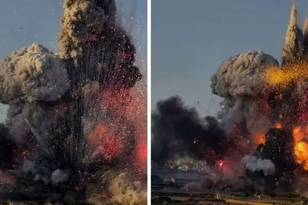 لحظه هولناک انفجار کارخانه مواد آتش‌بازی در مالت
