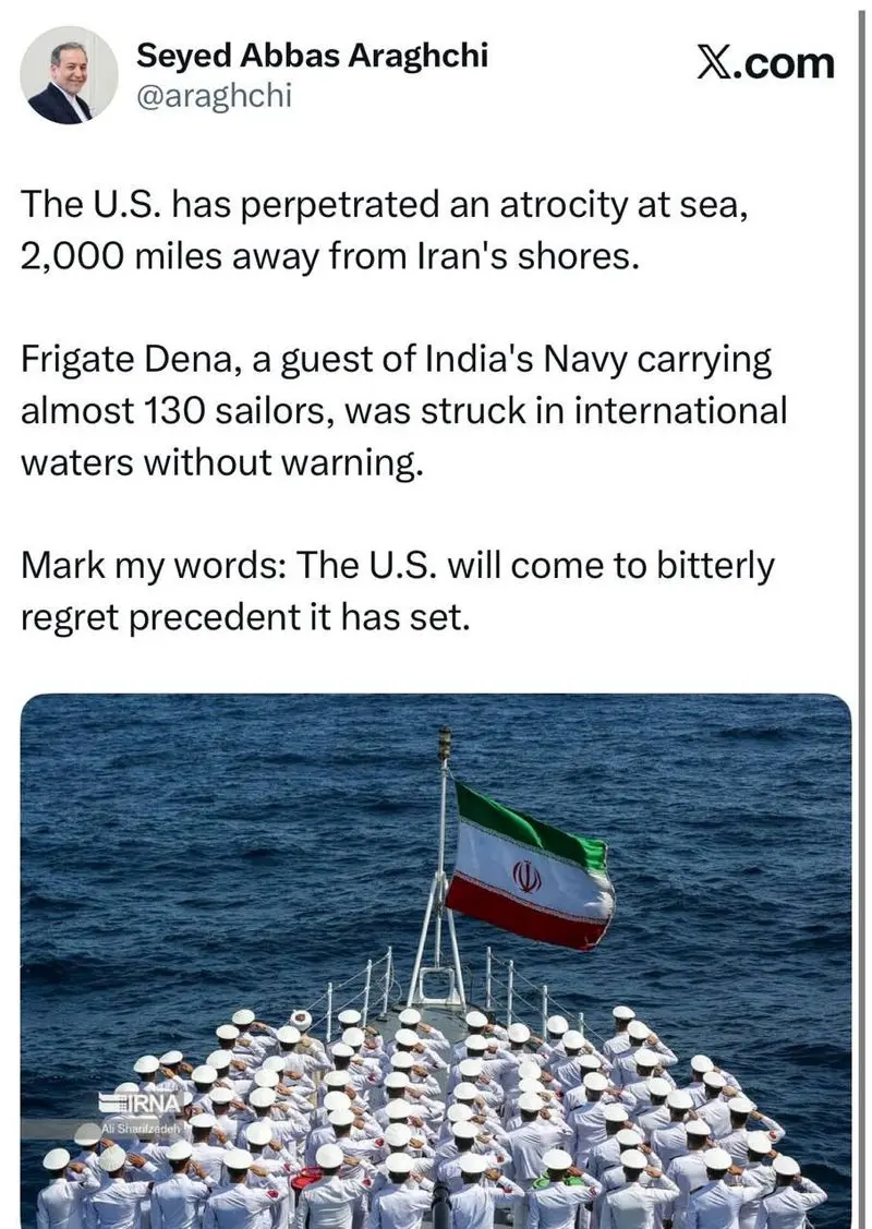 توییت عراقچی ناوشکن دنا