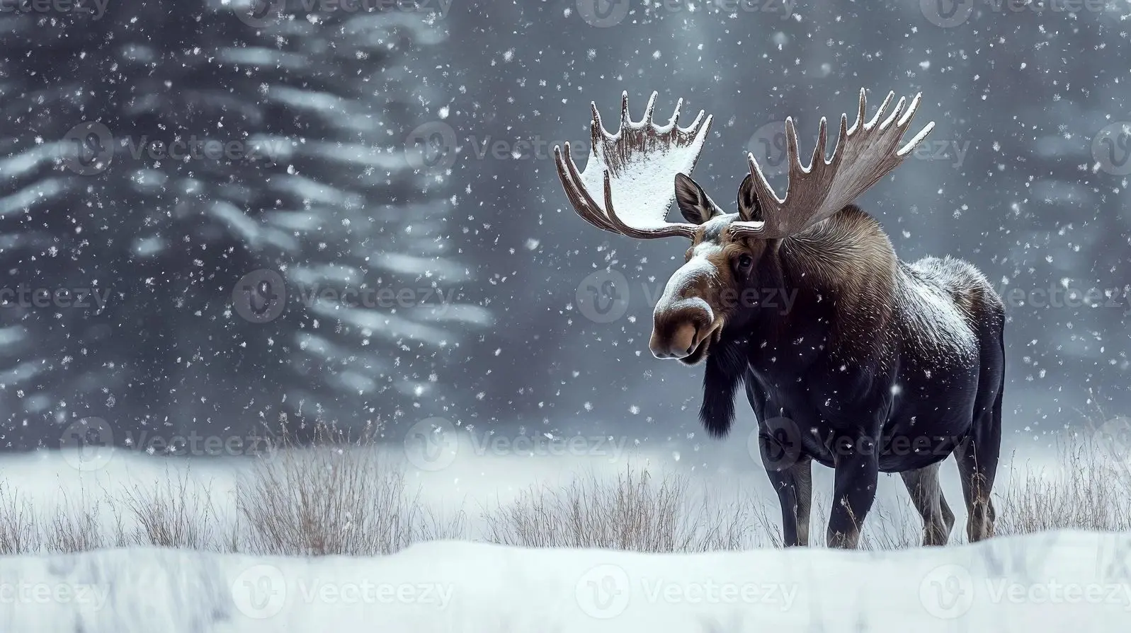 نجات گوزنی که تا گردن در برف فرو رفته بود