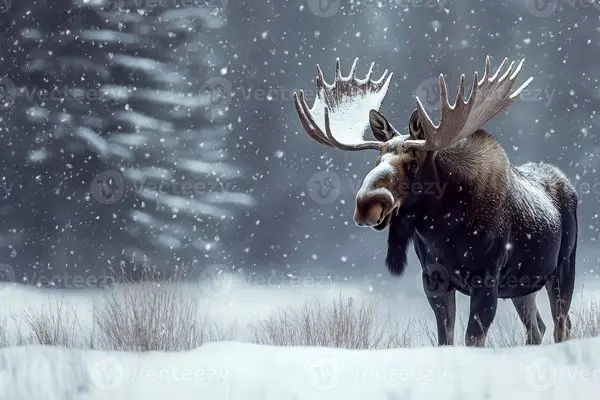 نجات گوزنی که تا گردن در برف فرو رفته بود