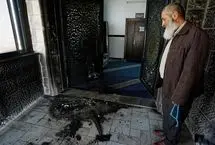 تصاویر؛ آتش زدن مسجد در فلسطین