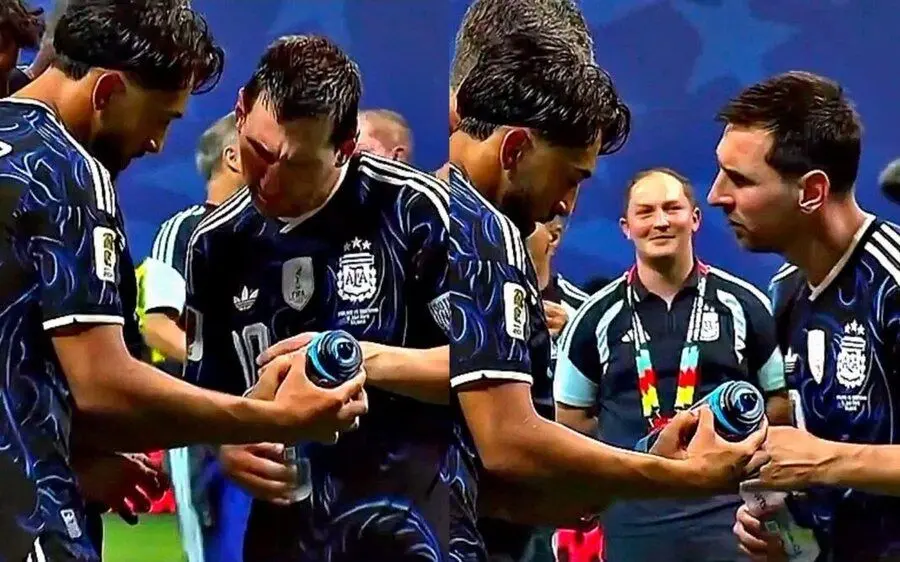 ویدیو؛ رویارویی لیونل مسی با بطری آب عجیب دروازه‌بان انگلیس
