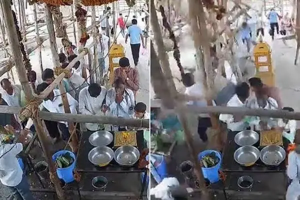 لحظه ریزش سقف معبد درحال ساخت روی سر مردم