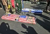 تابوت نتانیاهو و ترامپ در رژه جانفدایان