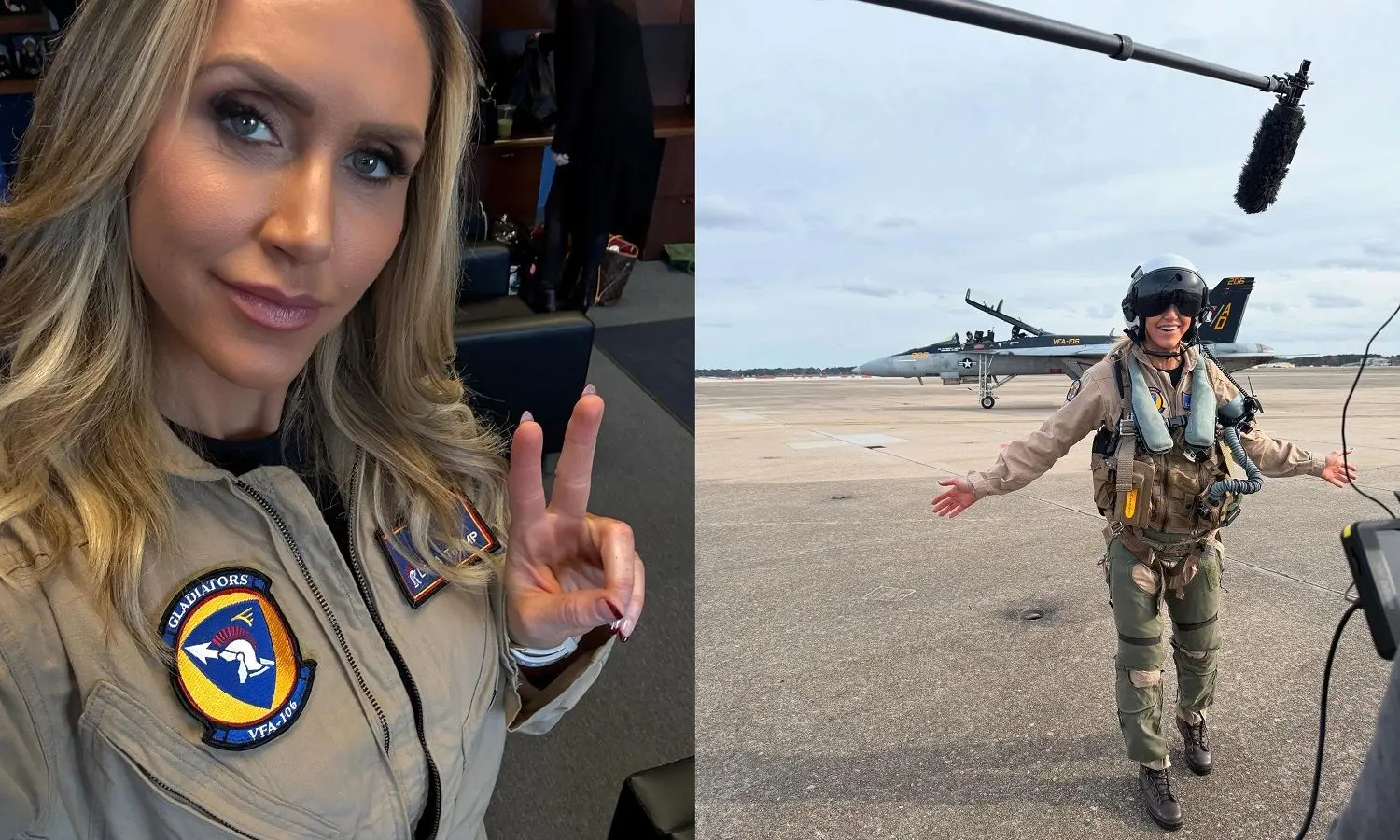 پرواز عروس ترامپ با جنگنده اف 18