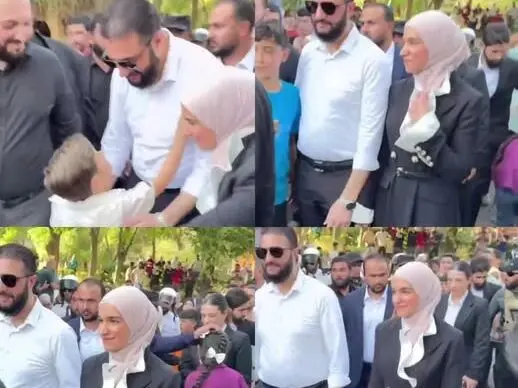 ببینید؛ حضور جولانی و همسرش در پارکی در دمشق