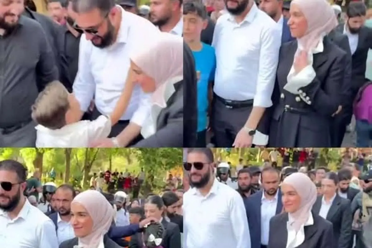 ببینید؛ حضور جولانی و همسرش در پارکی در دمشق