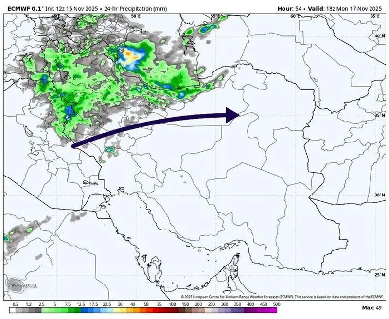 نقشه بارش ها