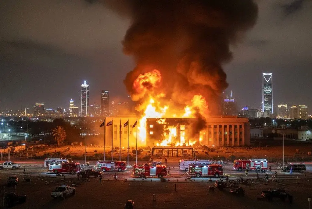 آتش‌سوزی مهیب سفارت آمریکا در عربستان