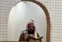 پرنده کوچک روی سر امام جمعه نشست