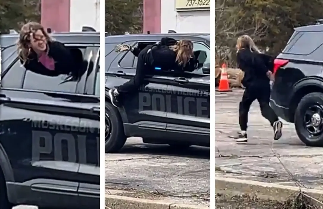 فرار باورنکردنی زن بازداشت شده از خودروی پلیس