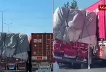 صحنه‌ای باورنکردنی؛ راننده تریلی، کامیون در حال سقوط را نجات داد