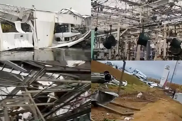ببینید؛ خسارت گسترده طوفان به کارخانه تویوتا در برزیل
