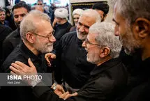 تصاویر؛ خوش و بش قاآنی و علی لاریجانی در حاشیه مراسم گرامیداشت سرلشگر ایزدی