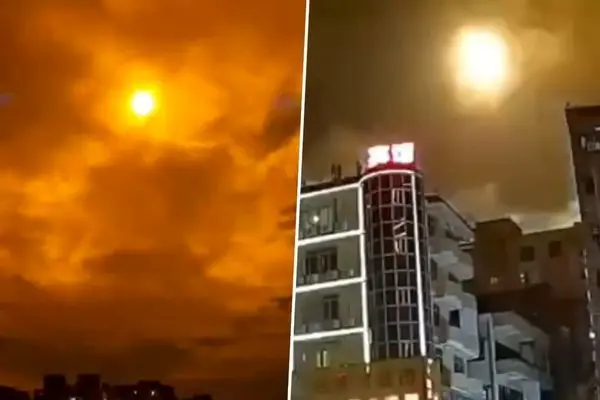 ببینید؛ گلوله آتشین بزرگ آسمان چین را روشن کرد